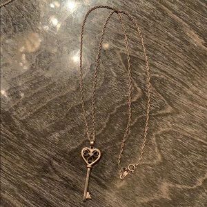 Pure silver 925 heart lock key necklace